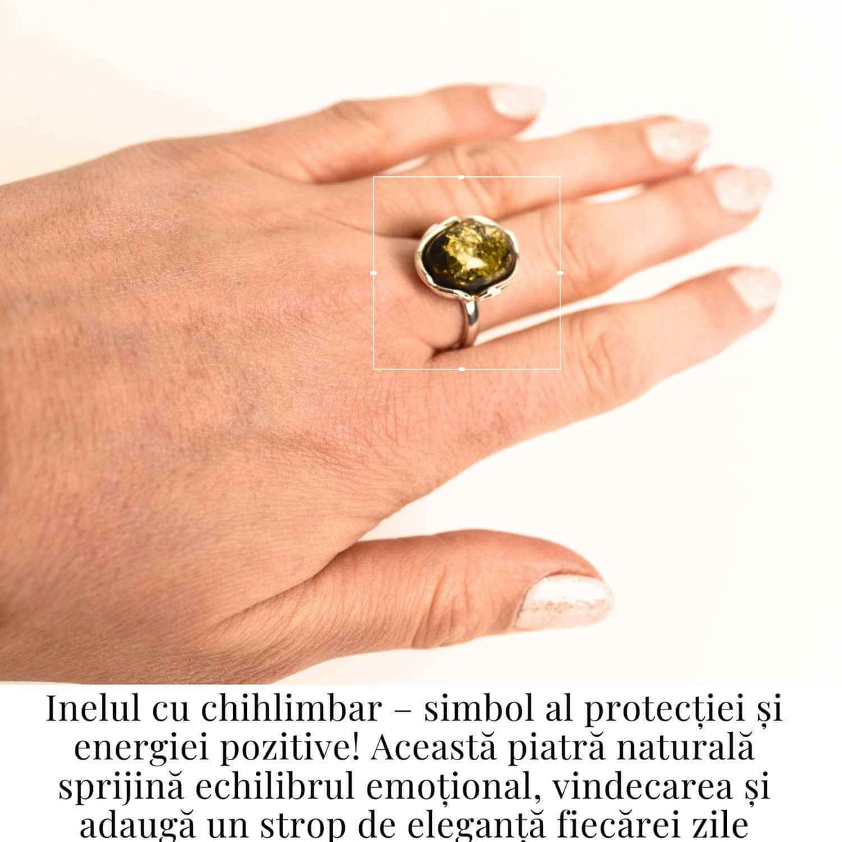 Inel ajustabil argint 925 cu chihlimbar natural - Eleganta unica