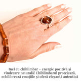 Inel argint 925 ajustabil cu chihlimbar natural - Energie si Eleganta