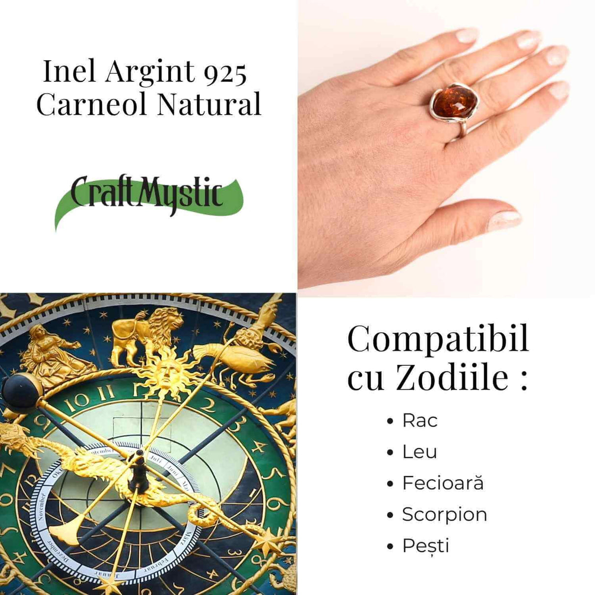 Inel argint 925 ajustabil cu chihlimbar natural - Energie si Eleganta