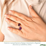 Inel cu Ametist Natural si Cupru – Claritate Interioara si Echilibru Emotional
