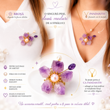 Brosa Pandantiv Floare cu Ametist Natural si Perle de Cultura – Eleganta si Armonie