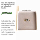 Inel Argint 925 cu Labradorit fatetat froma Triunghi - Protectie si Putere Interioara