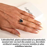 Inel Argint 925 cu Labradorit fatetat froma Triunghi - Protectie si Putere Interioara