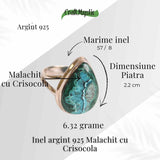 Inel cu Malachit si Crisocola Montura din Argint 925 - Protectie energetica si echilibru emotional, 4.65gr
