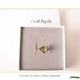 Inel cu Moldavit Autentic si Argint 925 Placat cu Aur 18K, M9.5/61 - Crestere Spirituala si Forta Interioara
