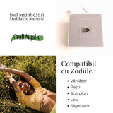 Inel cu Moldavit natural si montura argint 925 marime 51 - Claritate mentala si putere personala