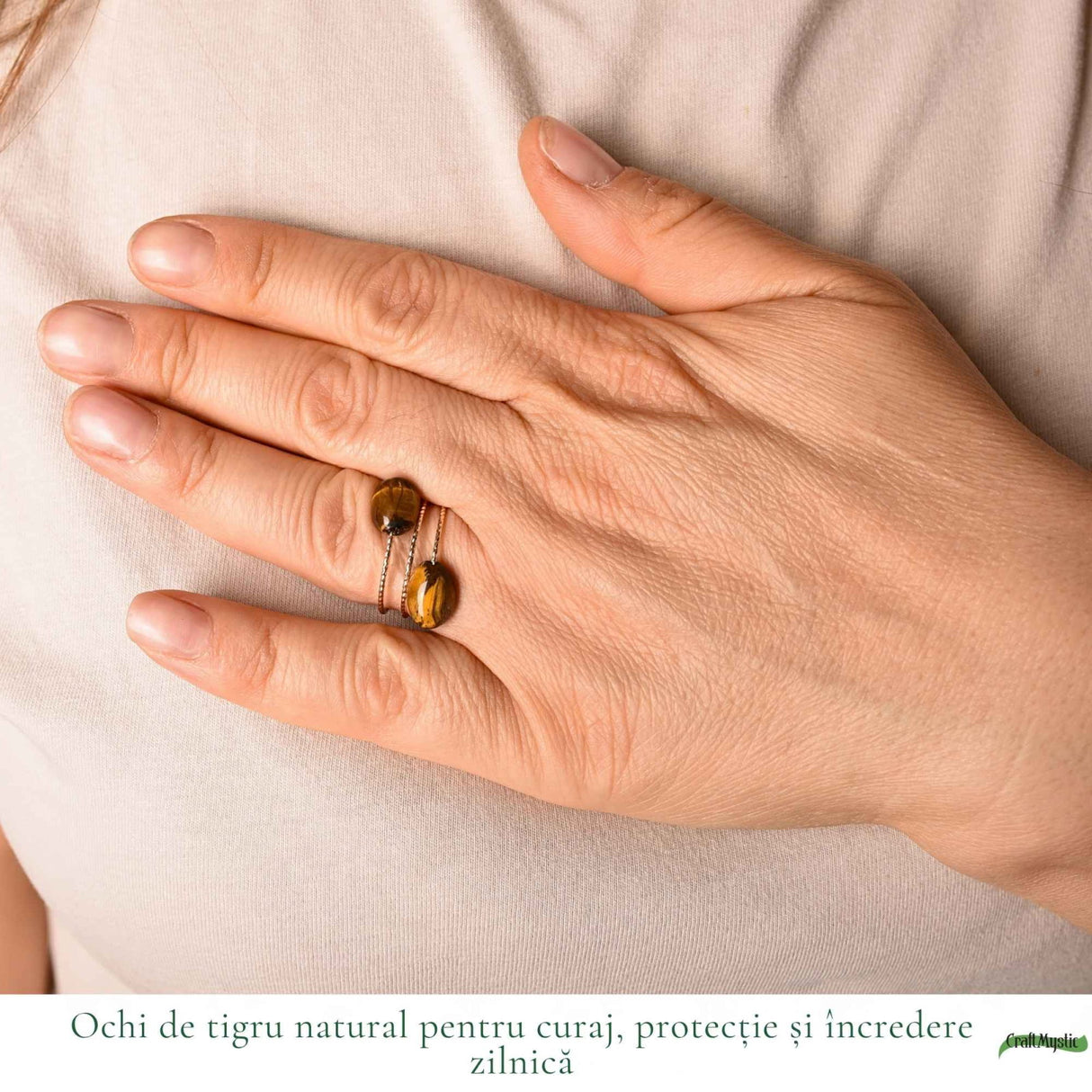 Inel cu Ochi de Tigru Natural si Cupru – Curaj, Incredere si Protectie
