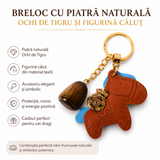 Breloc cu Ochi de Tigru Natural și Căluț – Protecție, Curaj și Noroc Zilnic