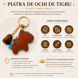 Breloc cu Ochi de Tigru Natural și Căluț – Protecție, Curaj și Noroc Zilnic