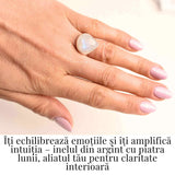 Inel din Argint 925 cu Piatra Lunii - Echilibru Emotional si Intuitie Amplificata, 6.31 gr