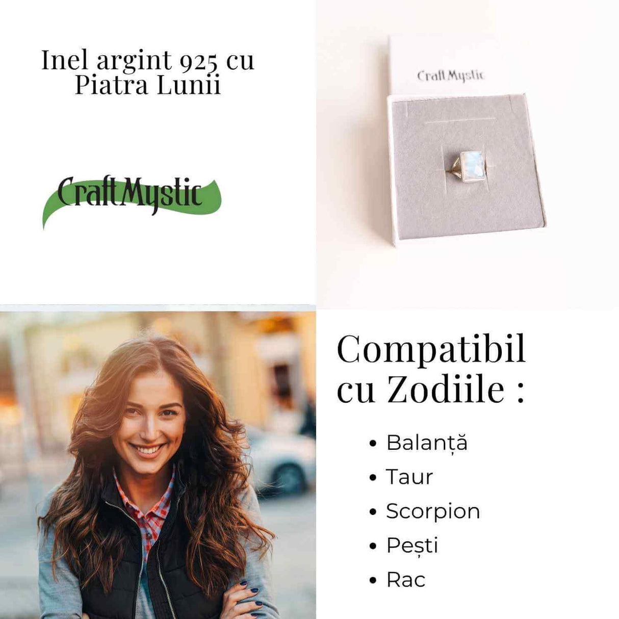 Inel din Argint 925 cu Piatra Lunii 7.07 gr Marime 57/8 - Echilibru emotional si intuitie amplificata