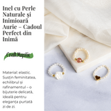Inel cu perle naturale si inimioara aurie - Cadoul perfect din inima
