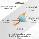 Inel argint 925 placat cu aur 18K si Turcoaz natural fatetat - Protectie, claritate si comunicare