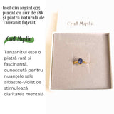Inel argint 925 placat cu aur 18K si Tanzanit oval fatetat