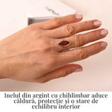 Inel marquis cu Chihlimbar Natural in montura de Argint 925 - Calmitate si Lumina