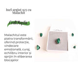 Inel din Argint 925 cu Malachit Natural 7.36 gr M52/6-Protectie Energetica si Echilibru Emotional in Timpul Transformarilor Interioare