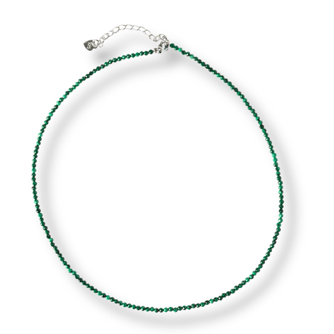 Energie si Echilibru - Choker din Otel Inoxidabil cu Malachit Natural Fatetat