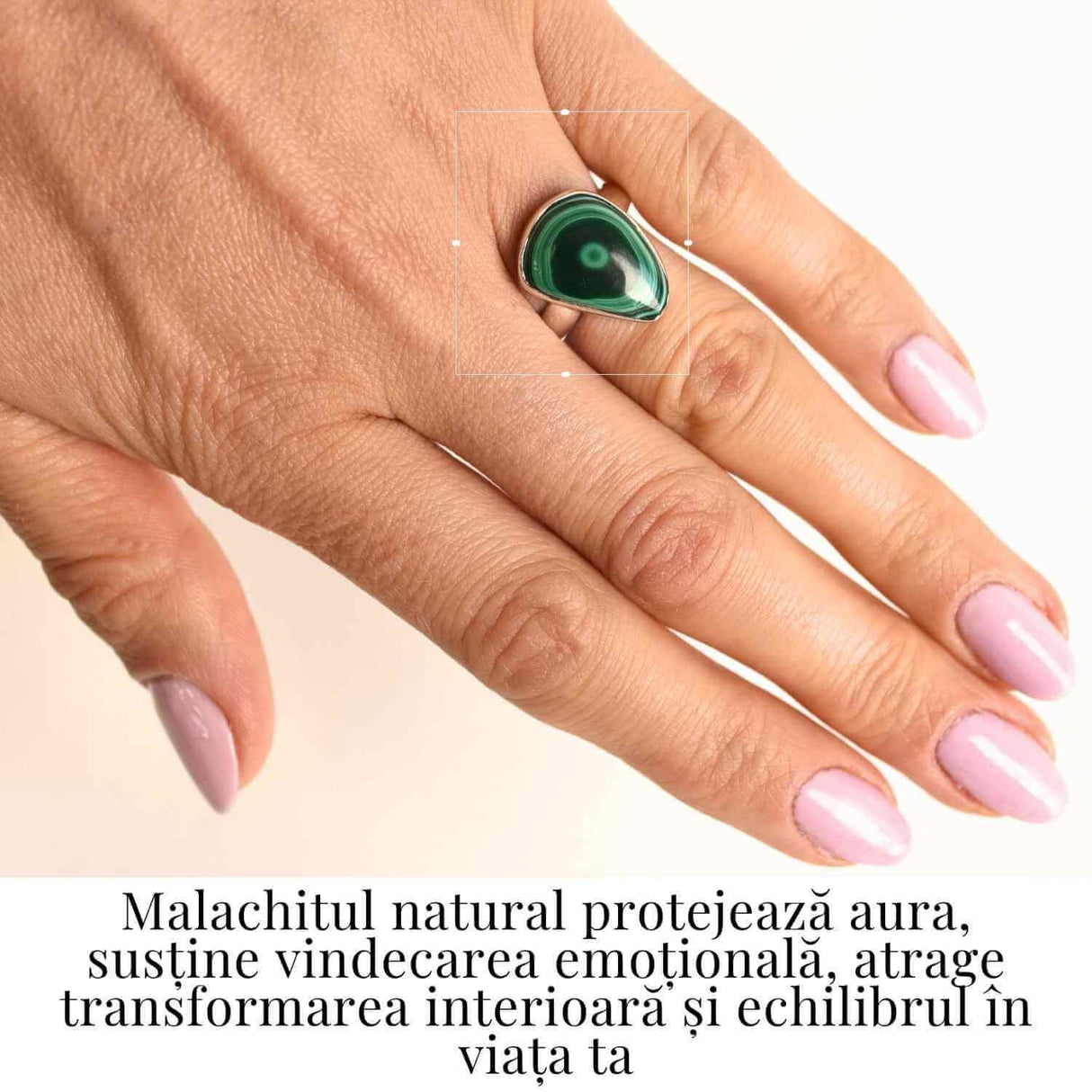 Inel din Argint 925 cu Malachit Natural 5.20 gr M51/5.5-Protectie Energetica si Transformare Interioara