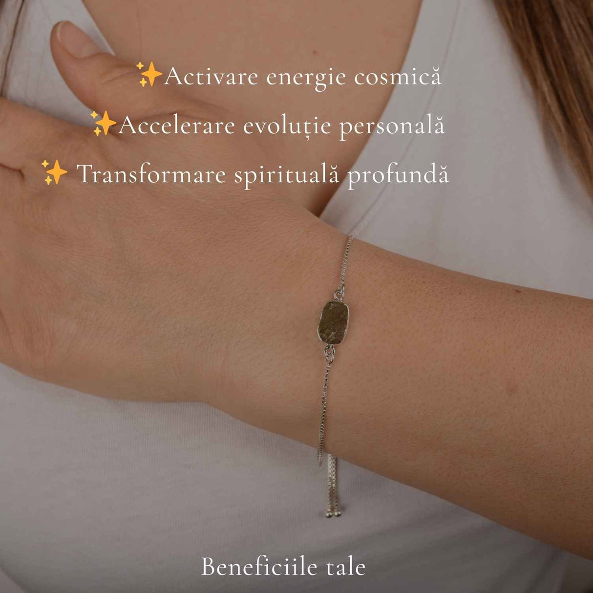 Bratara argint 925 cu Moldavit Dreptunghi Natural – Claritate si Energie Interioara