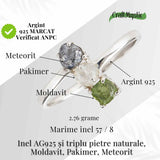 Inel din Argint 925 cu Moldavit, Pakimer si Meteorit - Conexiune si claritate