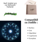 Inel Argint 925 cu Meteorit Brut Natural - Energie Cosmica si Forta Interioara