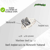 Inel Argint 925 cu Meteorit Brut Natural - Energie Cosmica si Forta Interioara