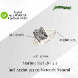Inel Argint 925 cu Meteorit Brut Natural - Energie Cosmica si Forta Interioara