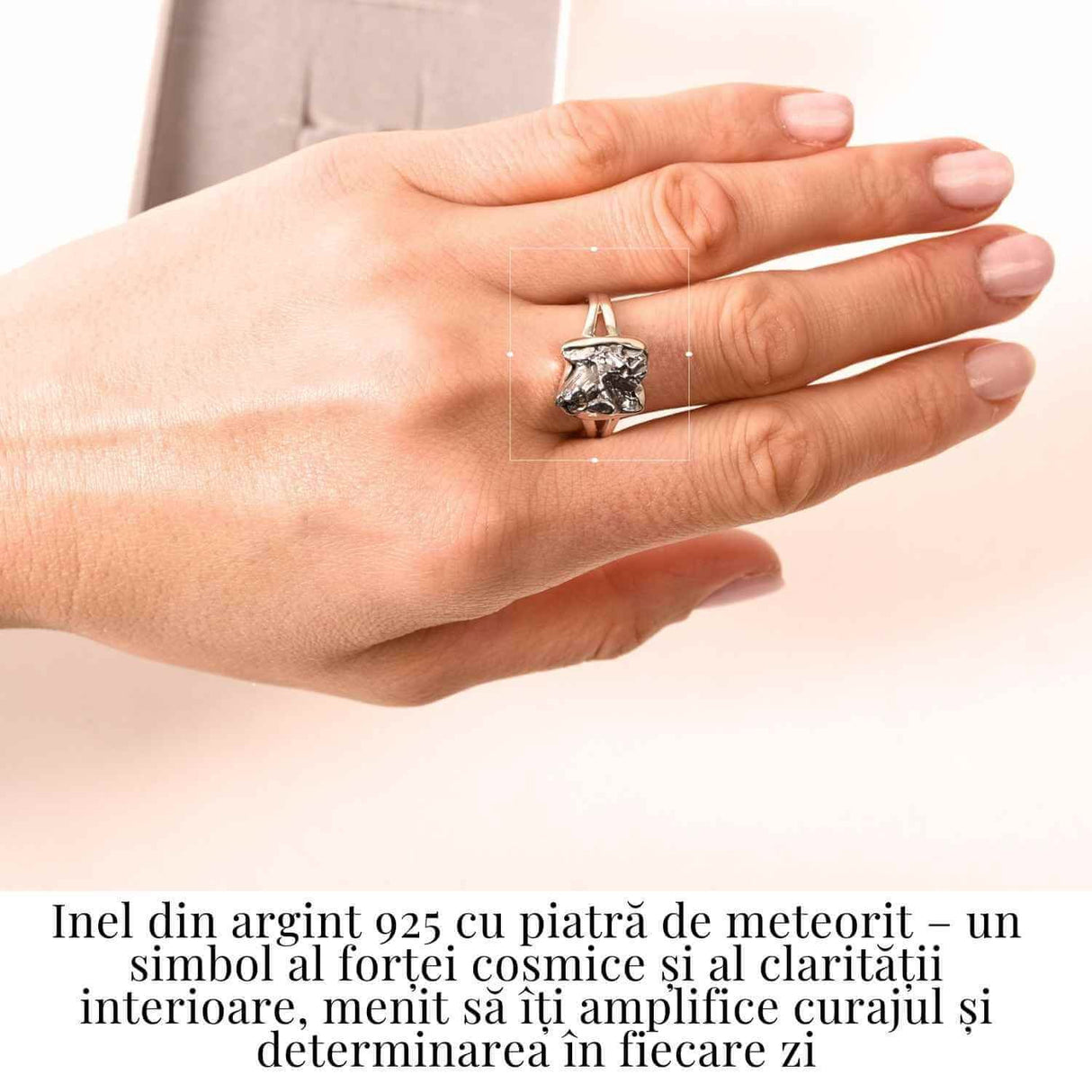 Inel Argint 925 cu Meteorit Brut Natural - Energie Cosmica si Forta Interioara