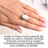 Inel din argint 925 cu Piatra Lunii naturala 8.39 gr M39 / 9- Intuitie, echilibru si eleganta discreta