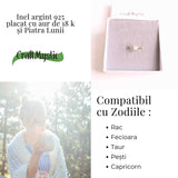 Inel cu Piatra Lunii fatetat din Argint 925 placat cu Aur de 18K 1.50 gr M53.5/7 - Intuitie Amplificata si Echilibru Emotional