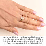 Inel cu Piatra Lunii fatetat din Argint 925 placat cu Aur de 18K 1.50 gr M53.5/7 - Intuitie Amplificata si Echilibru Emotional