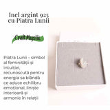 Inel din argint 925 cu Piatra Lunii naturala 8.39 gr M39 / 9- Intuitie, echilibru si eleganta discreta