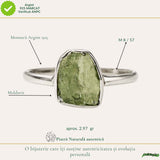 Inel Argint 925 cu Moldavit Verde Brut, M8/57 – Claritate Mentala si Energie Cosmice