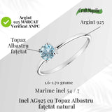 Inel din Argint 925 cu Topaz Albastru Fatetat - Claritate si Calm Interior