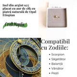 Inel argint 925 placat cu aur 18K cu Opal Etiopian fatetat rotund - Lumina sufletului