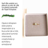 Inel argint 925 placat cu aur 18K cu Opal Etiopian fatetat rotund - Lumina sufletului