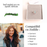 Inel Ajustabil Argint 925 cu Apatit African Dublu - Claritate si Comunicare Autentica