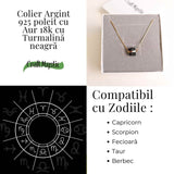 Colier Brut cu Turmalina din Argint 925 Placat cu Aur 18K - Protectie Energetica si Echilibru Emotional