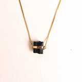 Colier Brut cu Turmalina din Argint 925 Placat cu Aur 18K - Protectie Energetica si Echilibru Emotional