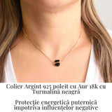 Colier Brut cu Turmalina din Argint 925 Placat cu Aur 18K - Protectie Energetica si Echilibru Emotional