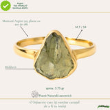 Inel cu Piatra Moldavit Verde, Argint 925 Placat Aur 18K, M7/54 - Echilibru si Evolutie