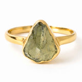 Inel cu Piatra Moldavit Verde, Argint 925 Placat Aur 18K, M7/54 - Echilibru si Evolutie