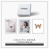 Brosa din chihlimbar forma de fluture si argint 925 - adauga caldura si rafinament tinutei tale