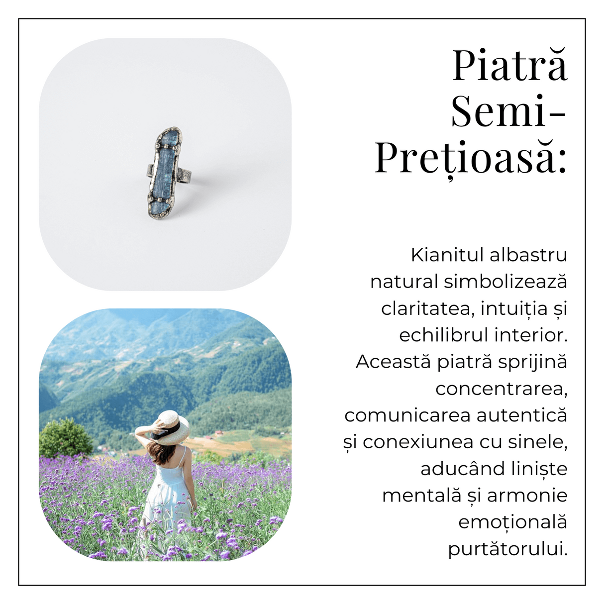 Inel Vintage din Kianit Albastru Natural - Claritate si Echilibru Interior