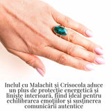 Inel Malachit si Crisocola montura Argint 925 - Protectie si echilibru emotional