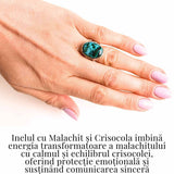 Inel Malachit si Crisocola montura Argint 925 - Protectie si echilibru emotional