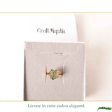 Inel cu Moldavit Natural si Argint 925 Placat cu Aur 18K, M8.5/58- Trezire Spirituala