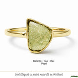 Inel moldavit brut neuniform placat cu aur de 18K , M6/51 - claritate si transformare interioara