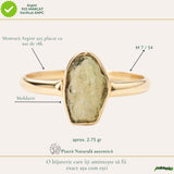 Inel argint 925 placat cu aur de 18k si moldavit natural brut, M7/54 – transformare profunda si energie autentica
