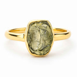 Inel moldavit brut si argint placat cu aur d e18k, M6/51 – transformare si energie autentica